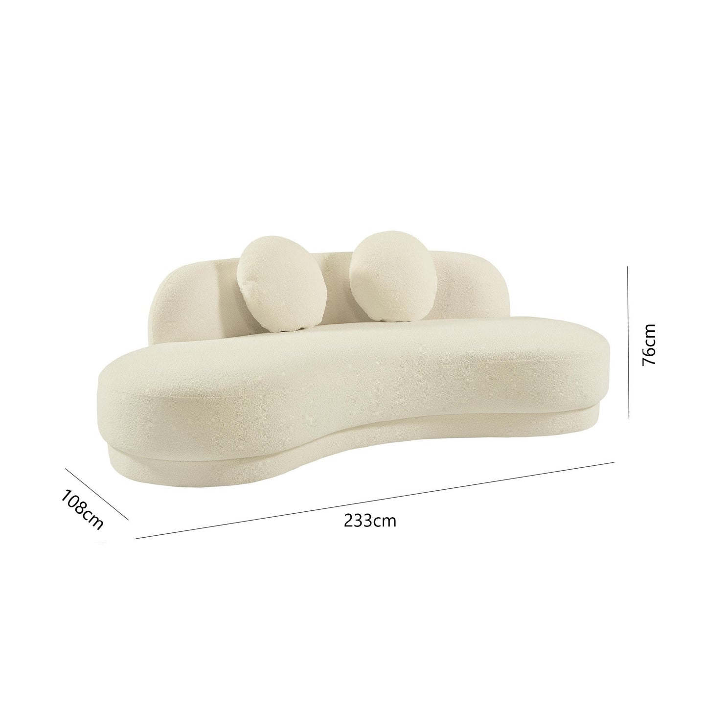 "ODAYA" Curved Sofa - Boucle Fabric - WHITE