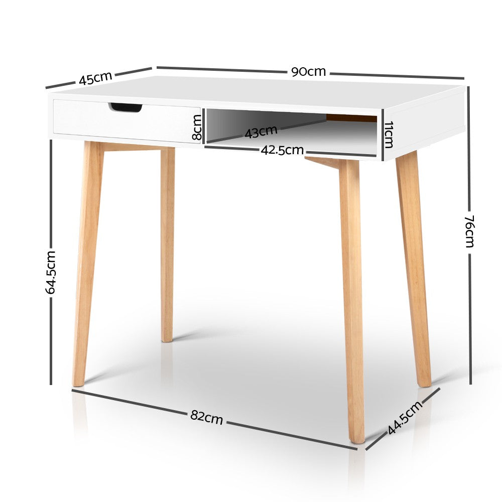 One drawer Scan Desk - White - NASCANDK-WH