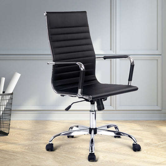Office Chair PU Leather High Back Black - H8147