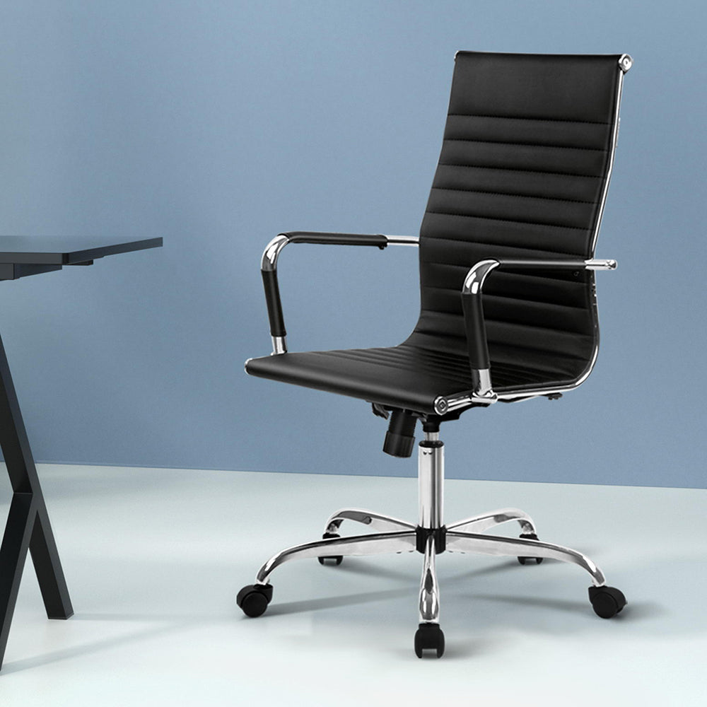 Office Chair PU Leather High Back Black - H8147