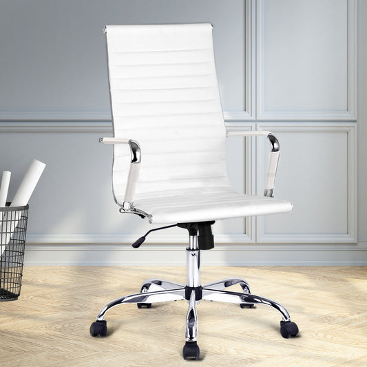 Office Chair PU Leather High Back White - H8147