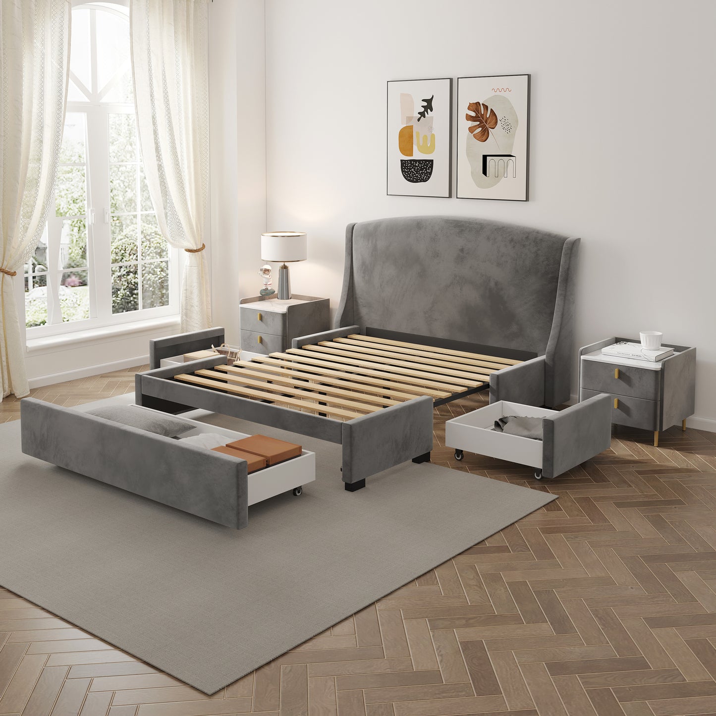 Anka Clarinet Bed Frame -3 Drawers Storage