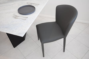 Luna Curved Back Upholstered Dining Chair-Grey Synthetic Leather