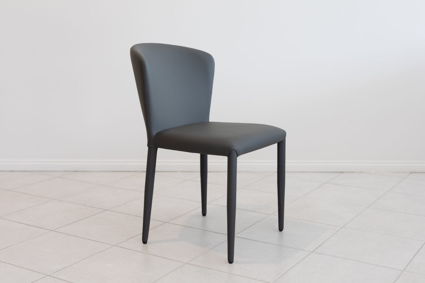 Luna Curved Back Upholstered Dining Chair-Grey Synthetic Leather