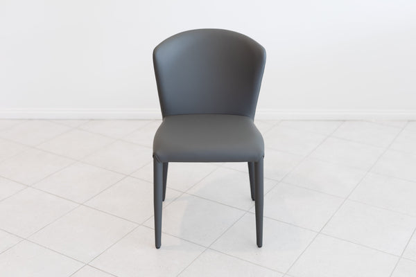 Luna Curved Back Upholstered Dining Chair-Grey Synthetic Leather