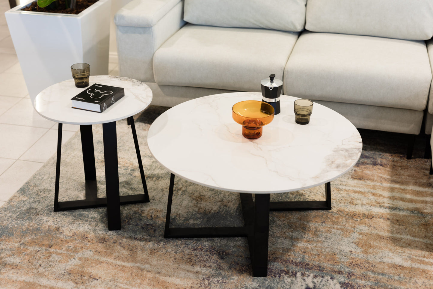 Charlene Engineered Marble Coffee Table Set