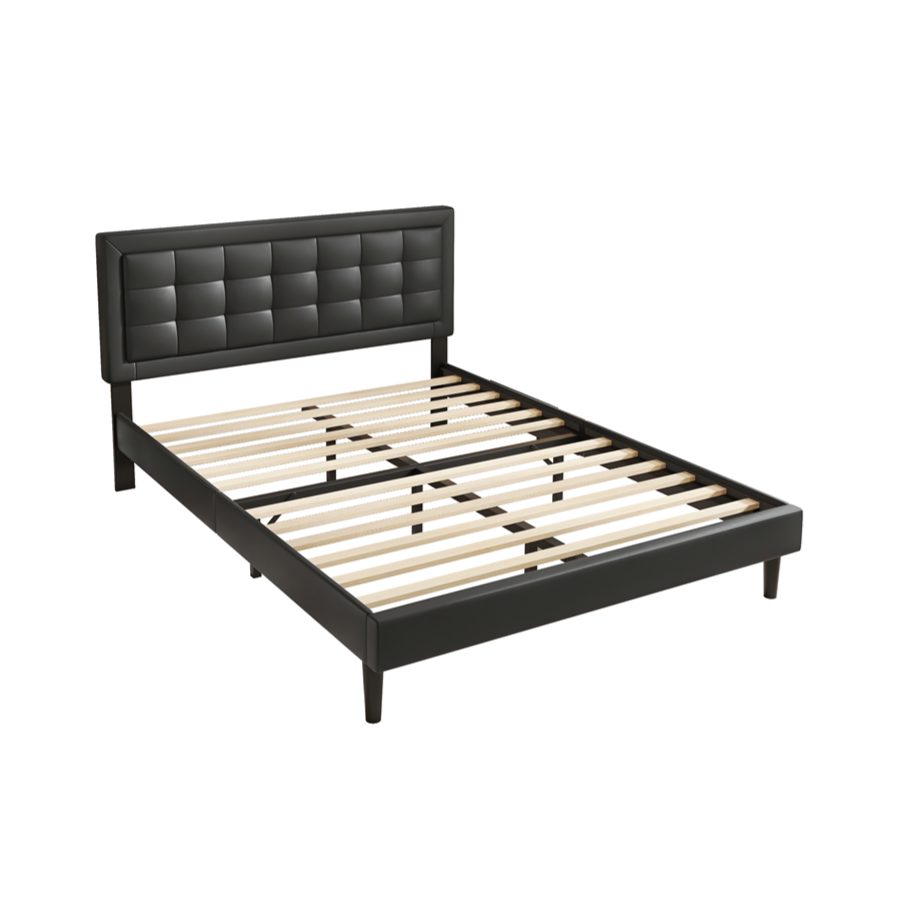 Anka Harmonica Leahter Black Bed Frame