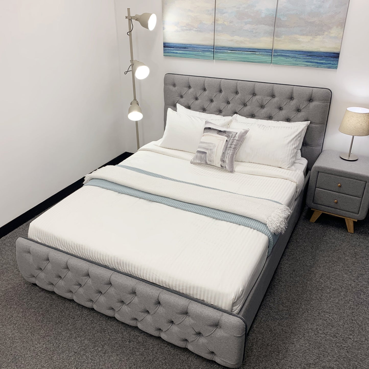 Anka Bassoon 4D-Storage Bed Frame - Fabric Grey