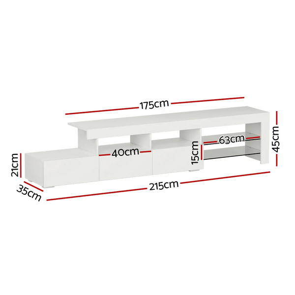 215cm LED Entertainment Unit - White or Black