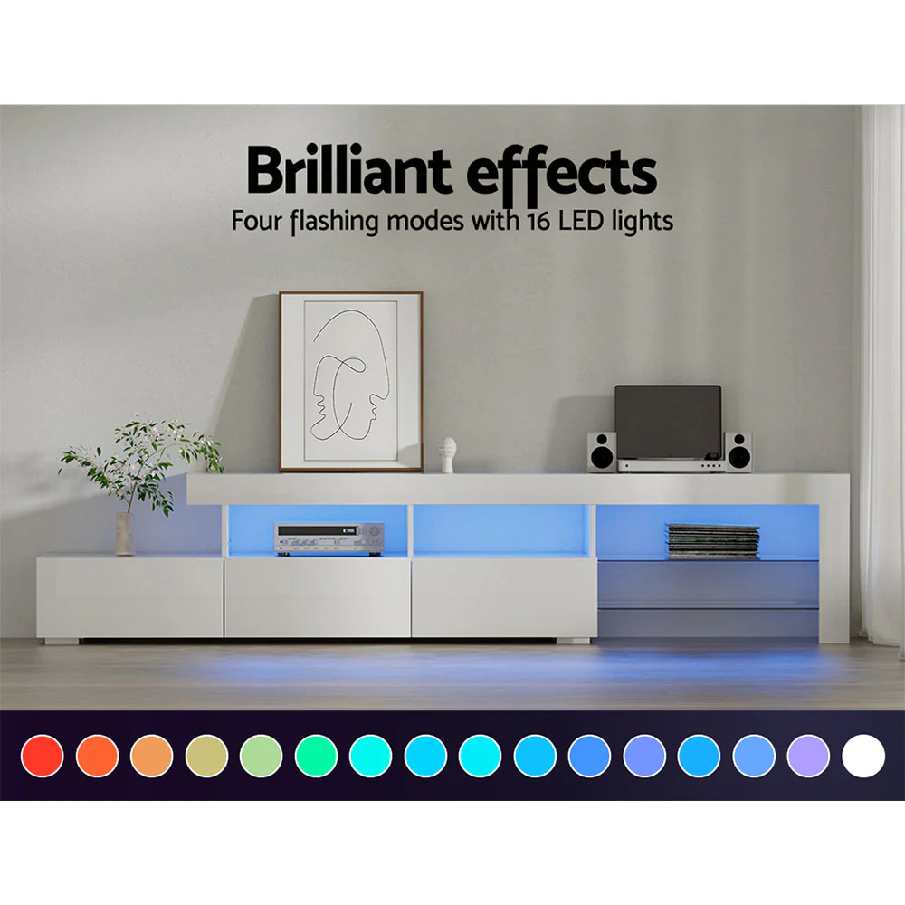 215cm LED Entertainment Unit - White or Black