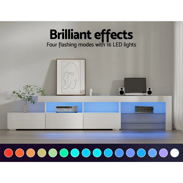 215cm LED Entertainment Unit - White or Black