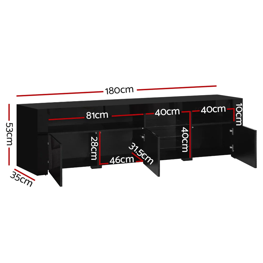 180cm LED Entertainment Unit - White or Black