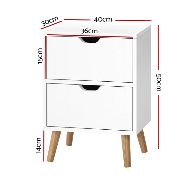 Two drawers SCAN Bedside Table - NASCAN01BS