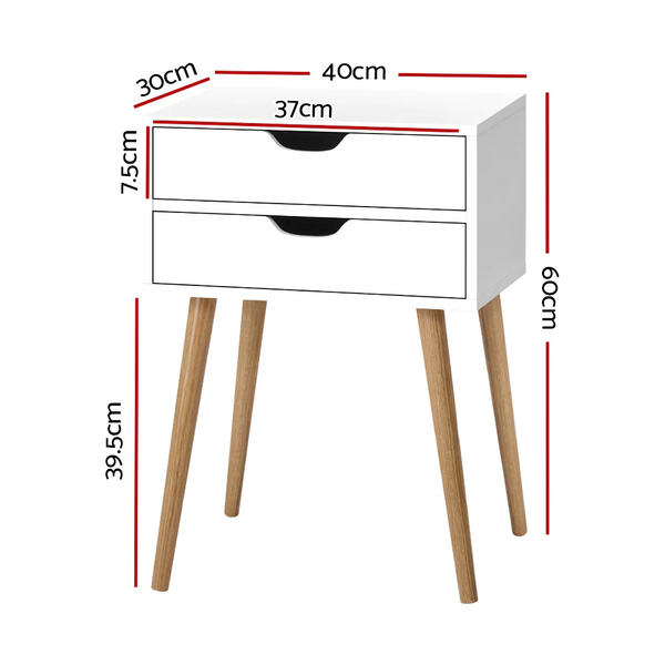 Two drawers High-legs Bedside Table - NASCAN02BS