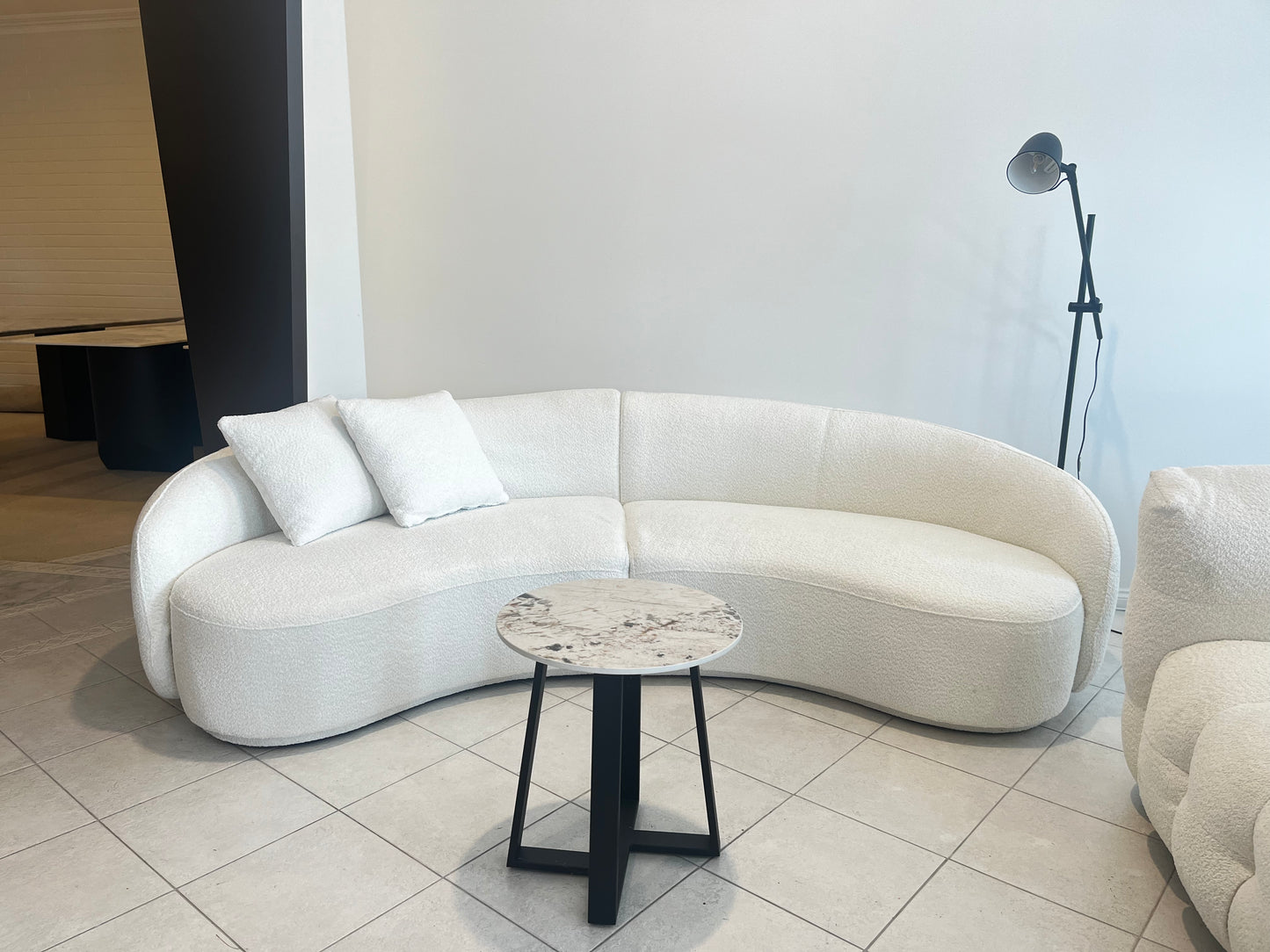 "HAINAN" Curved Sofa - Boucle Fabric White