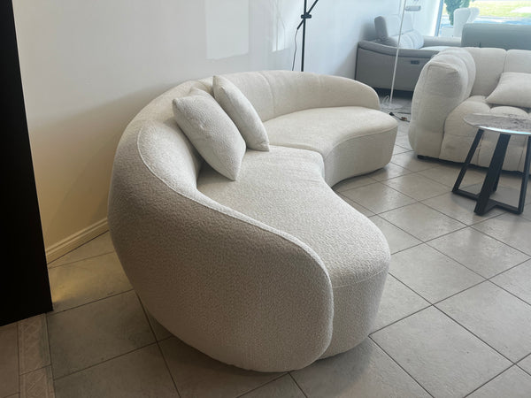 "HAINAN" Curved Sofa - Boucle Fabric White