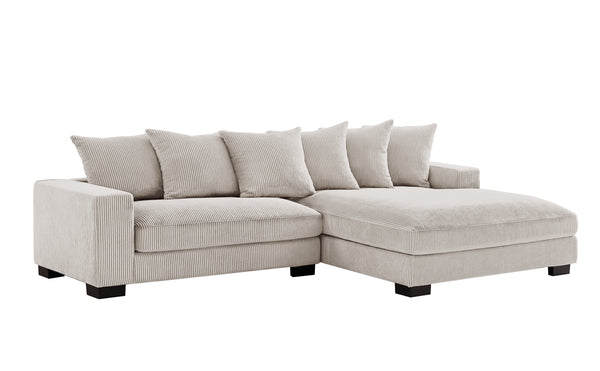 "BRAM" L-Shape Sofa Corduroy Fabric Cream