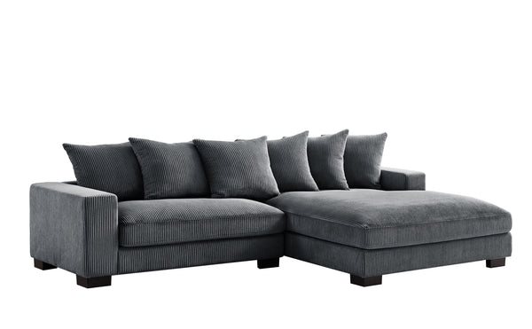 "BRAM" L-Shape Sofa Corduroy Fabric Grey