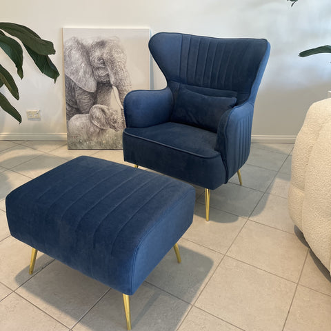 "CELINE" Accent Chairs Armchair with Ottoman -BU