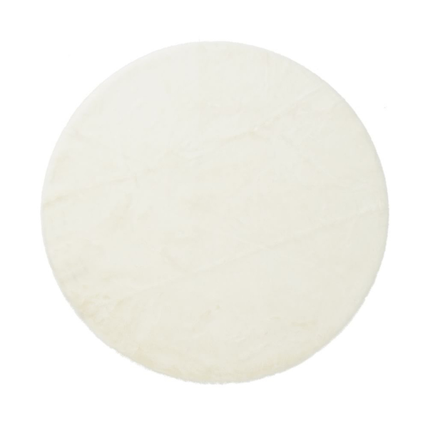 Anka " Cozy Round Plush Rug White / 140cm