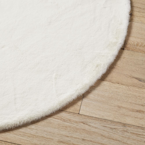 Anka " Cozy Round Plush Rug White / 140cm