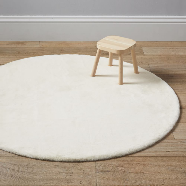 Anka " Cozy Round Plush Rug White / 140cm