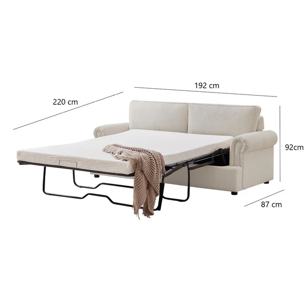 Anka "PHEBE" Sofa Bed Couch with a Foam Mattress - Beige