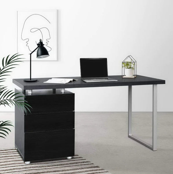 140cm 3 drawers cabinet Desk - Black - NA140MDK-BK