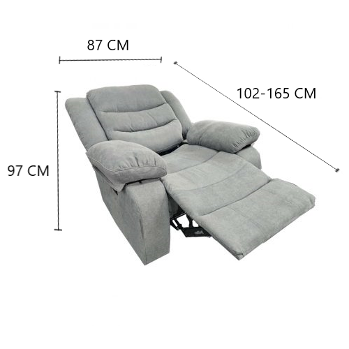 Manual Recliner Sofa - Blue Grey Fabric