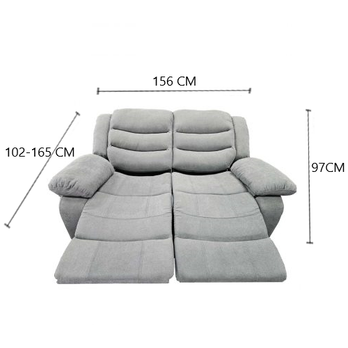 Manual Recliner Sofa - Blue Grey Fabric