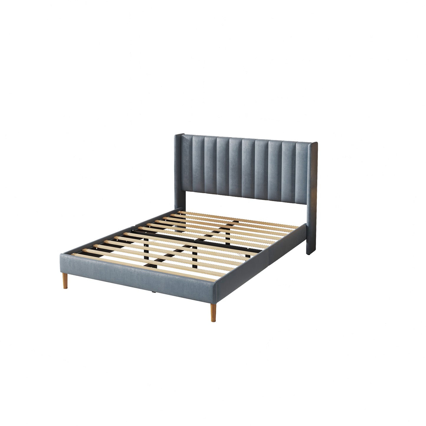 Anka Accordion Bed Frame - Blue Velvet