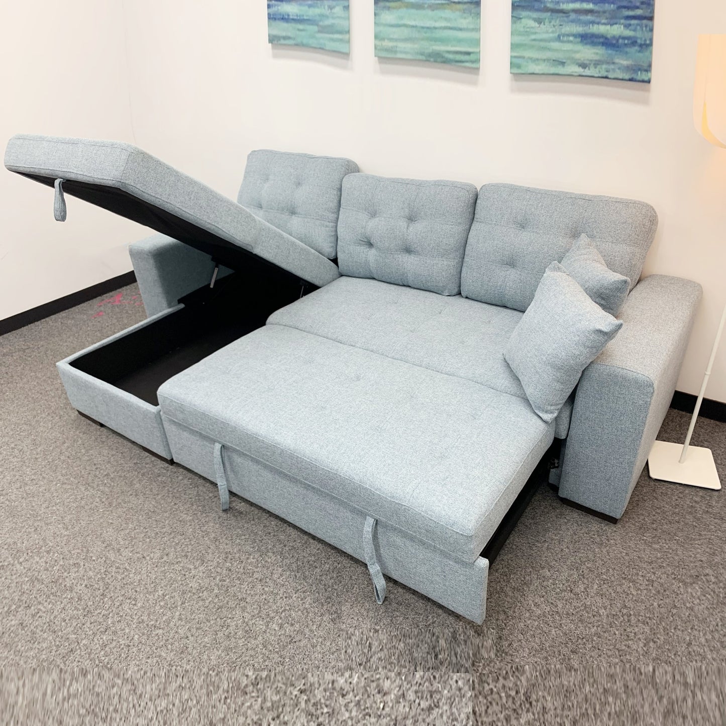 Anka Rollin Pull-out Sofa Bed with Storage Chaise