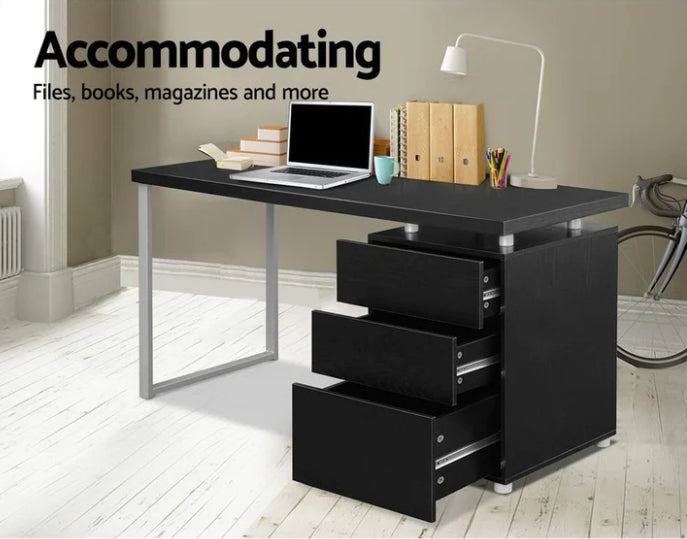 140cm 3 drawers cabinet Desk - Black - NA140MDK-BK