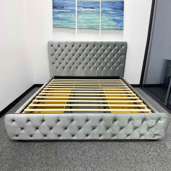 Anka Bassoon Silver Velvet 4D-Storage Bed Frame