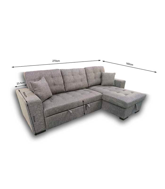 Anka Rollin Pull-out Sofa Bed with Storage Chaise