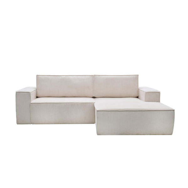 Anka "AMELIA" L-Shape Sofa Bed with Storage Corduroy Fabric Cream