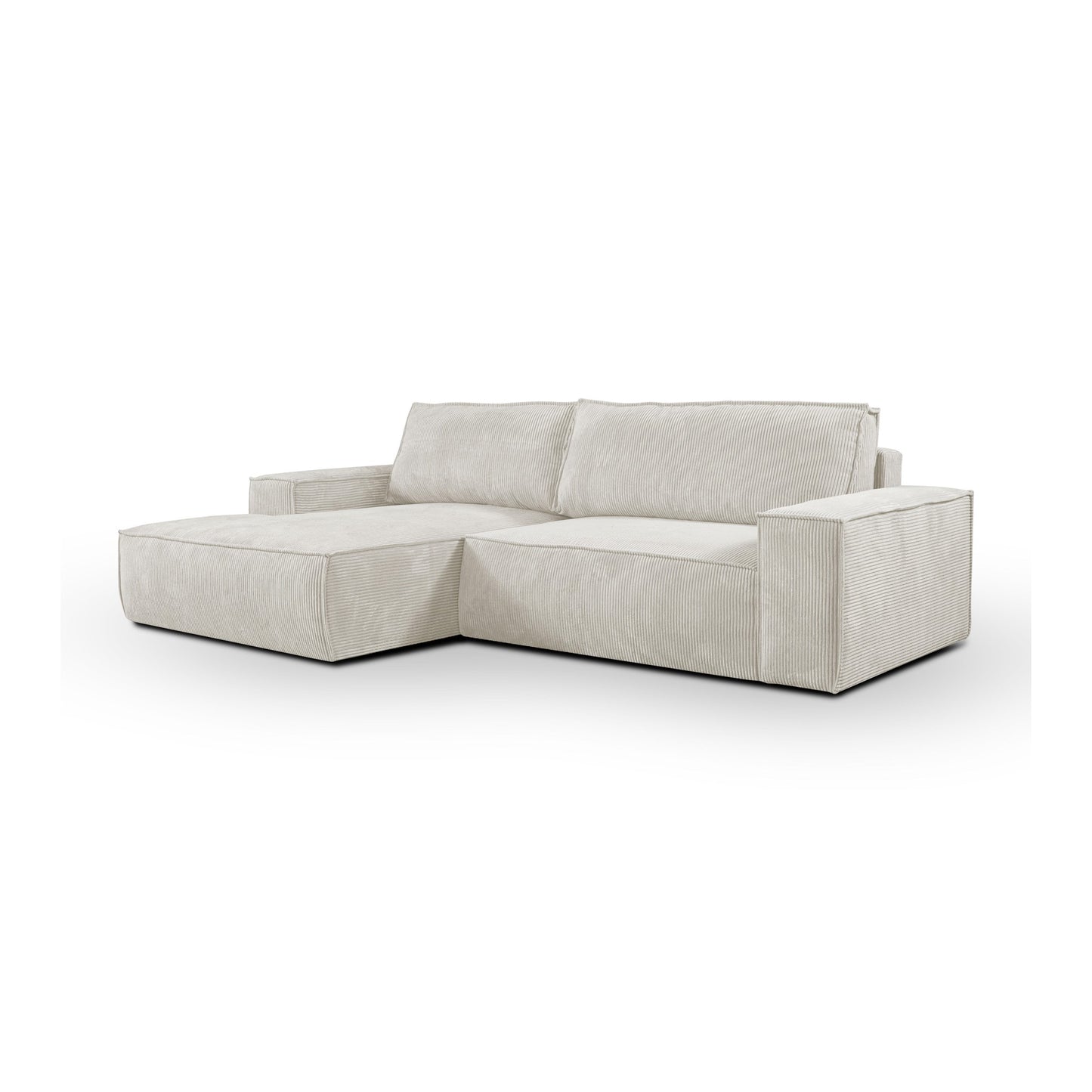 Anka "AMELIA" L-Shape Sofa Bed with Storage Corduroy Fabric Cream