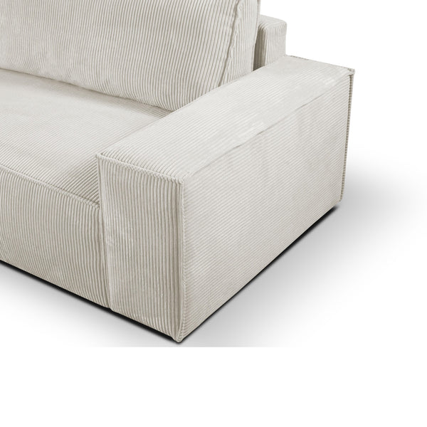 Anka "AMELIA" L-Shape Sofa Bed with Storage Corduroy Fabric Cream