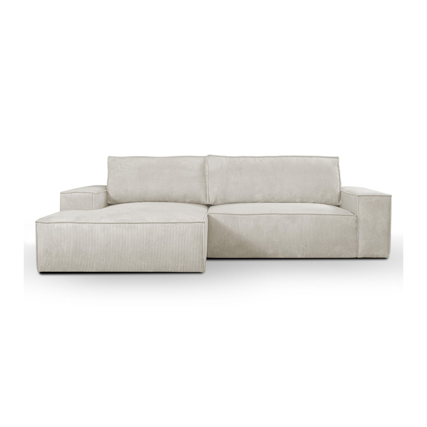 Anka "AMELIA" L-Shape Sofa Bed with Storage Corduroy Fabric Cream