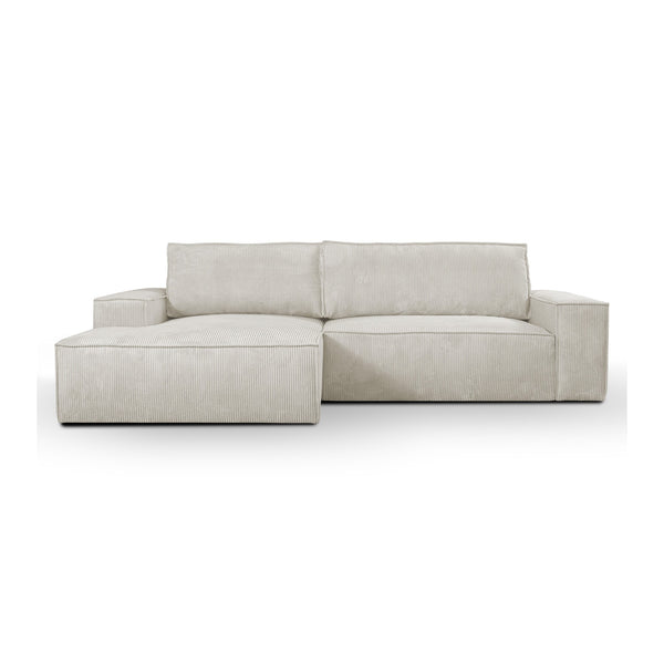 Anka "AMELIA" L-Shape Sofa Bed with Storage Corduroy Fabric Cream