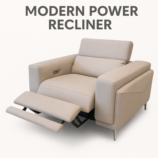 Jaques Fabric Electric Recliner Armchair Buttermilk Beige