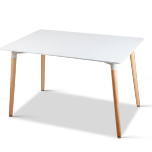 120cm Rectangular Dining Table with Beech Wood Legs - White - EH1923DT