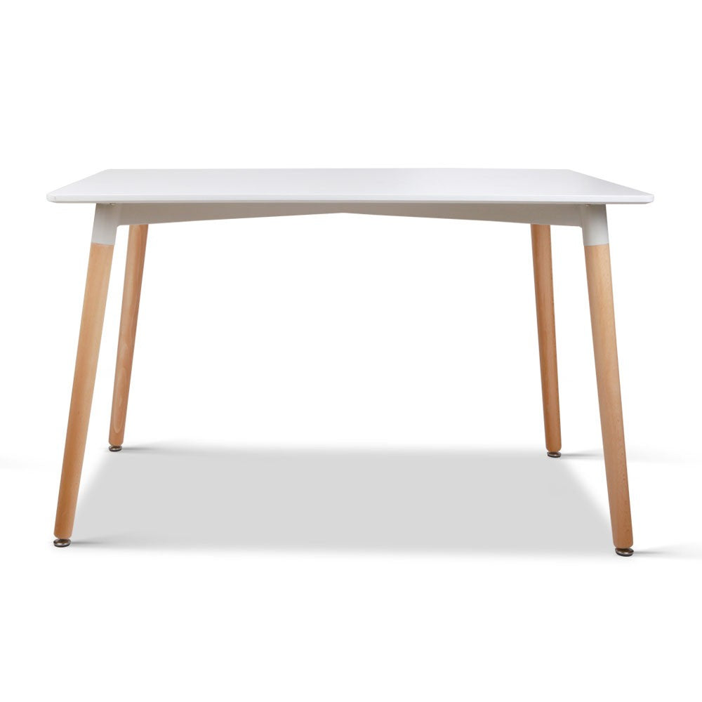 120cm Rectangular Dining Table with Beech Wood Legs - White - EH1923DT