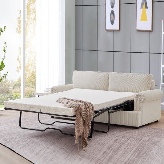 Anka "PHEBE" Sofa Bed Couch with a Foam Mattress - Beige