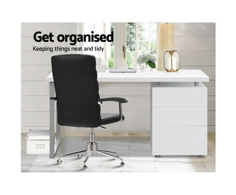 140cm 3 drawers cabinet Desk - White - NA140MDK-WH