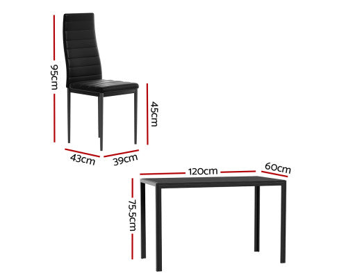 120cm Black Dining Set