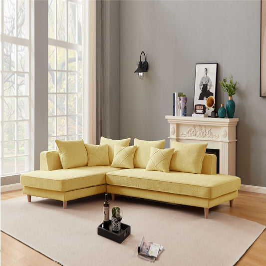 Anka 'DIOR' LHF Chaise Modular Sofa  Boucle Fabric Yellow