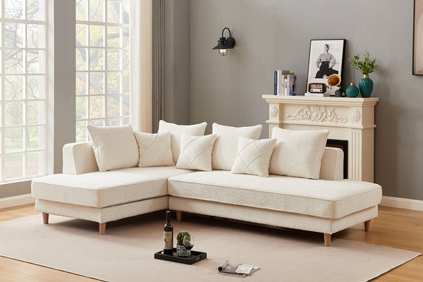 Anka 'DIOR' LHF Chaise Modular Sofa  Boucle Fabric Cream