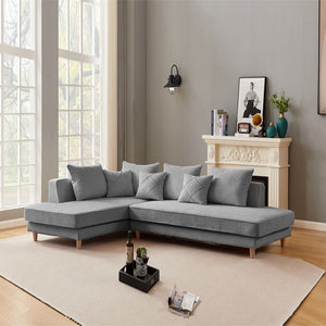 Anka 'DIOR' LHF Chaise Modular Sofa  Boucle Fabric Grey