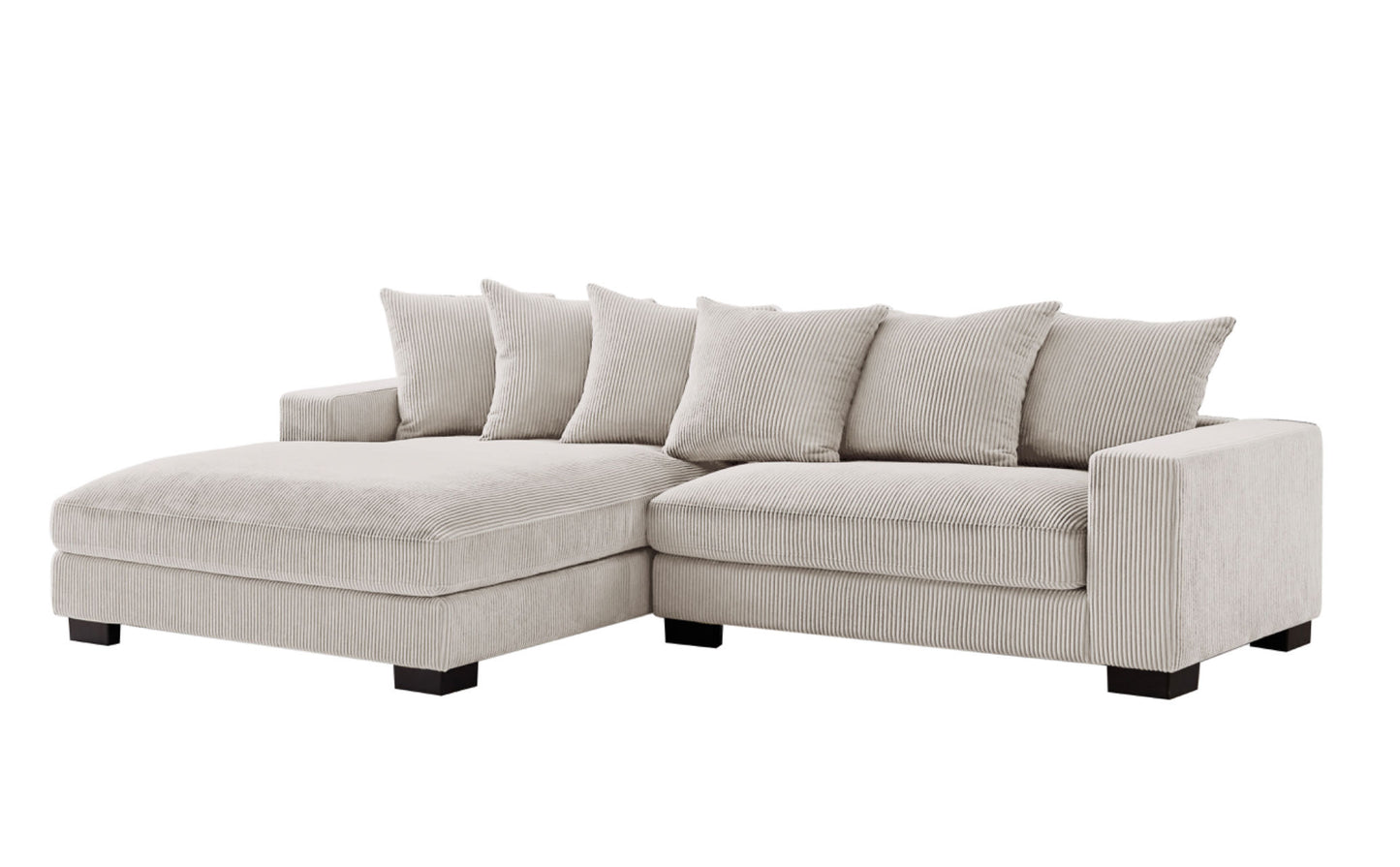 "BRAM" L-Shape Sofa Corduroy Fabric Cream